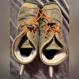 Keen Kids Olive Green Boots with Orange Bungee Laces